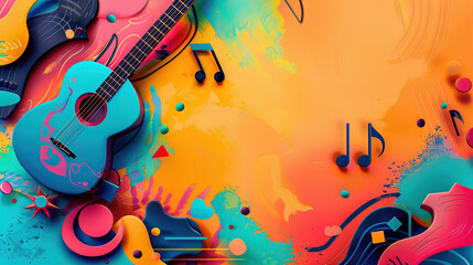 Fototapeta premium Retro Music Gear in a Colorful Creative Setting