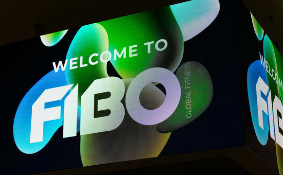 12.04.2024, FIBO-Messe f&uuml;r Fitness, Wellness und Gesundheit in K&ouml;ln. Logo von FIBO &ndash; Global Fitness.
