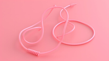 3D render of a minimalist modern jump rope on a pink background. 