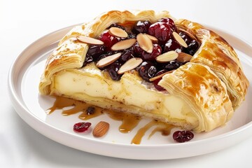 Decadent Baked Brie with Flaky Puff Pastry and Sweet Cherries