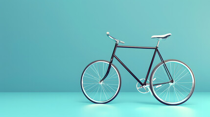3D render of a sleek contemporary bicycle on a blue background. 