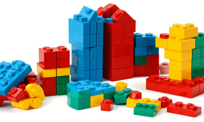 Brick built toys, isolated on transparent background