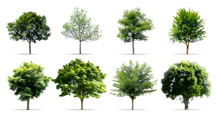 Collection of Trees isolated on a white background