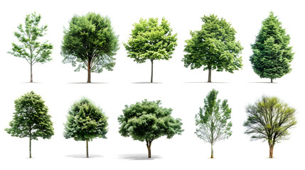 Obraz premium Collection of Trees isolated on a white background