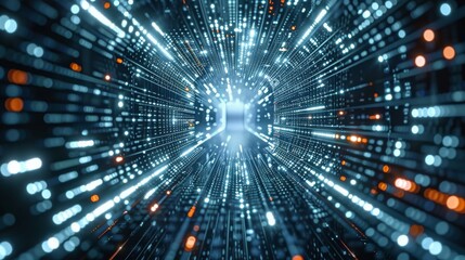 Data, Technology. Block chain concept. Big data binary code futuristic information technology, data flow. Generative AI.