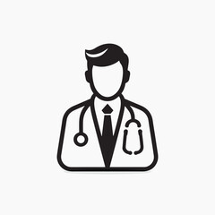 Doctor Icon with Stethoscope. Nurse logo, medical and health care hospital patient examination