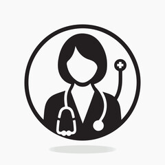 Doctor Icon with Stethoscope. Nurse logo, medical and health care hospital patient examination