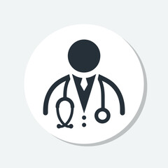 Doctor Icon with Stethoscope. Nurse logo, medical and health care hospital patient examination