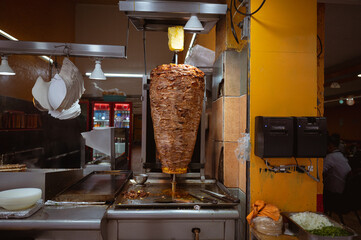 Trompo de pastor in a taqueria in the city of Mexcio