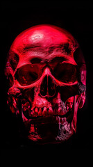 Red skull with dark background