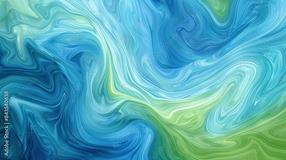 Poster an abstract design with swirling gradients of blue and green, creating a fluid, organic effect that 