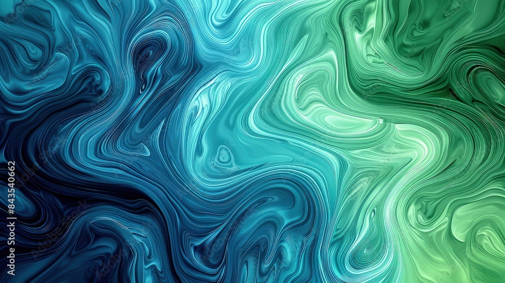 Poster an abstract design with swirling gradients of blue and green, creating a fluid, organic effect that 