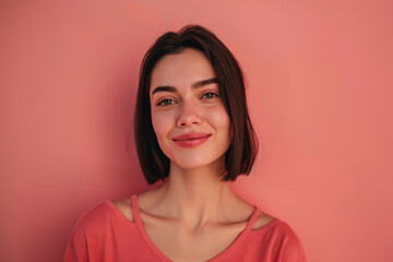 Fototapeta premium A close up portrait of a young woman with a subtle smile