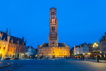 Fototapeta premium Scenery of Markt, the Market Square, and Belfry located in Bruges, Belgium