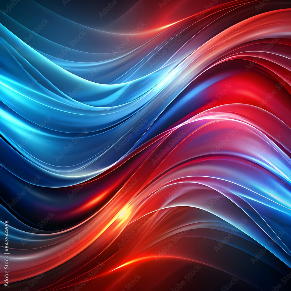 Poster abstract background with smooth lines in red and blue.