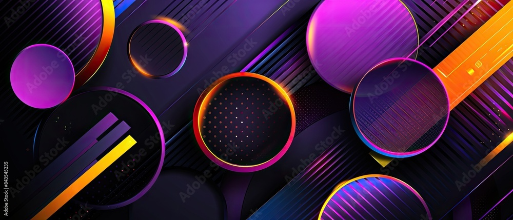 Poster abstract geometric background with intersecting circles and vibrant colors
