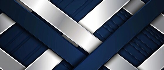 Fototapeta premium Elegant geometric background with silver and navy blue geometric patterns