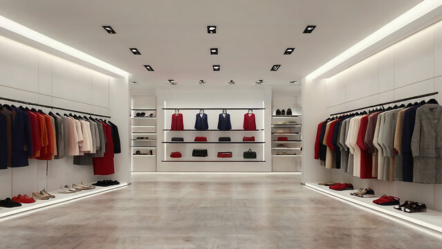 3d render fashion shop interior