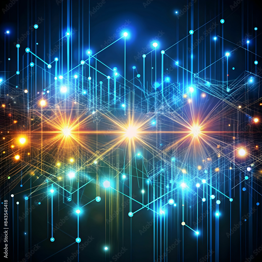 Poster abstract technology background with glowing particular
