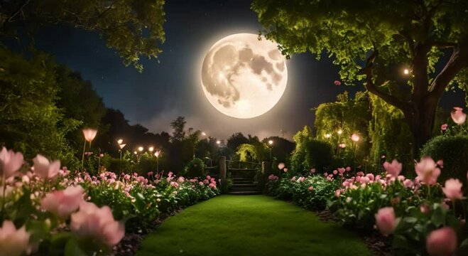 big moon over the garden