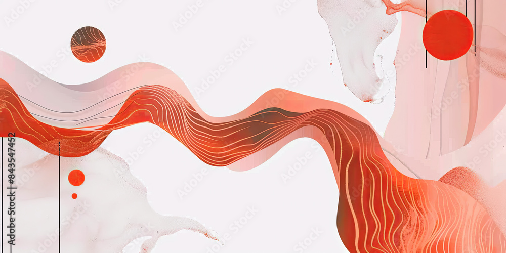 Poster Abstract wavy background with red and white elements. Vector illustration.