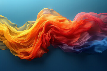 Rainbow fabric flowing on blue background, delicate abstract LGBTQ wallpaper