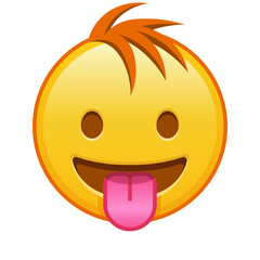 Face with protruding tongue Large size of yellow emoji smile with hair