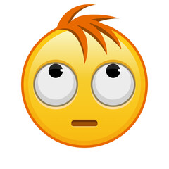 Face with rolling eyes Large size of yellow emoji smile with hair
