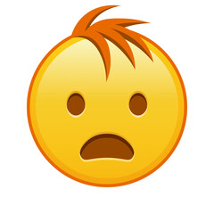 Fototapeta premium Frowning face with open mouth Large size of yellow emoji smile with hair