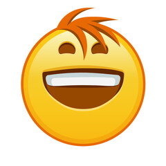 Grinning face Large size of yellow emoji smile with hair