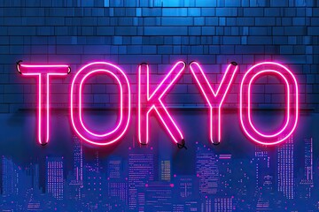 Tokyo town neon light city background