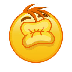 Kissing face with laughing eyes Large size of yellow emoji smile with hair