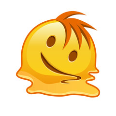 Melting face Large size of yellow emoji smile with hair