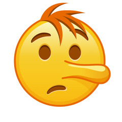 Lying face Large size of yellow emoji smile with hair