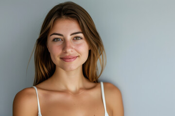 Fototapeta premium A close up portrait of a young woman with a subtle smile