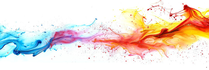 Vibrant Abstract Paint Splash in Motion - Dynamic Colorful Fluid Art with Blue, Red, Yellow, and Purple Hues - Creative Artistic Background for Modern Design and Digital Art Projects