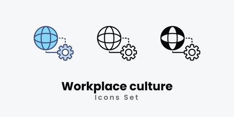 Workplace culture icons vector set stock illustration.