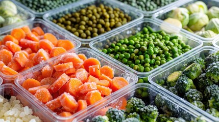 vegetables in plastic containers. Selective focus