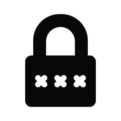 Password on padlock, icon of security protection