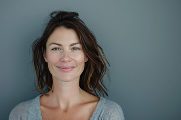 A close up portrait of a young woman with a subtle smile