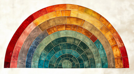 Fototapeta premium Colourful Rainbow, Medieval Stained Glass Mosaic Pattern. Modern Art, Spectrum, Concept, Statement. Equality, Diversity, Human Rights. Creativity, Harmony, Self-Expression. Trendy Abstract Background