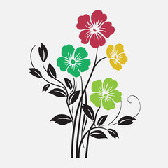 flowers vector art in white background