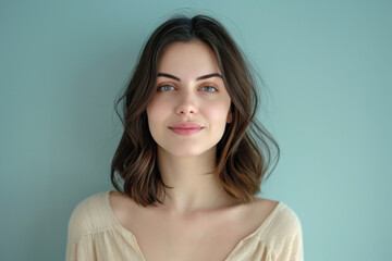 A close up portrait of a young woman with a subtle smile