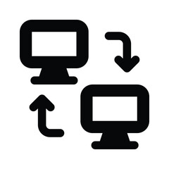 Computer data transfer icon in modern style