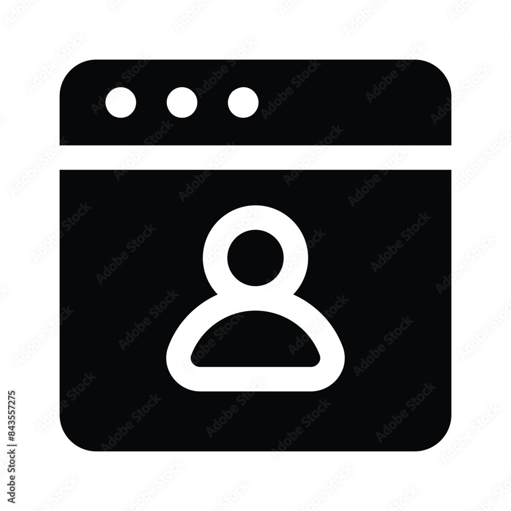 Wall mural person inside webpage showing concept icon of web user