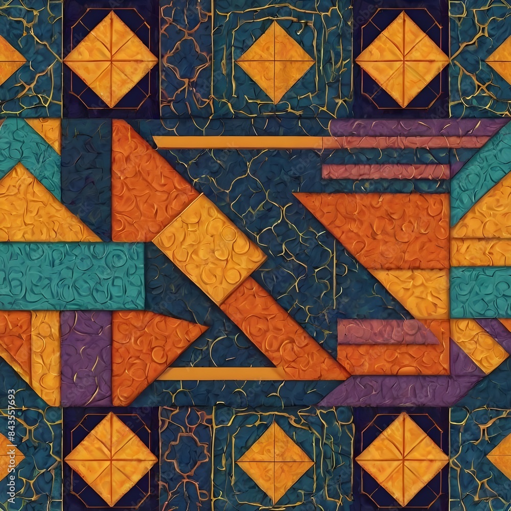 Aufkleber abstract geometric pattern inspired by duvet quilting generative ai