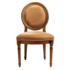 Vintage Wooden Chair with Beige Upholstery