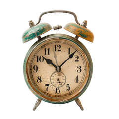 Vintage Alarm Clock with Green and Yellow Paint