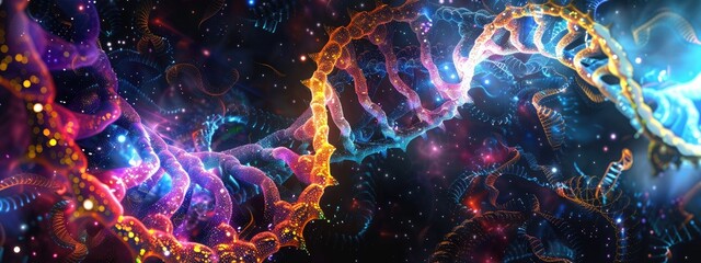 DNA digital spiral. Selective focus