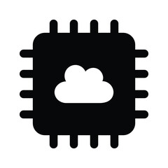 Cloud on processor, icon of cloud processor in trendy style